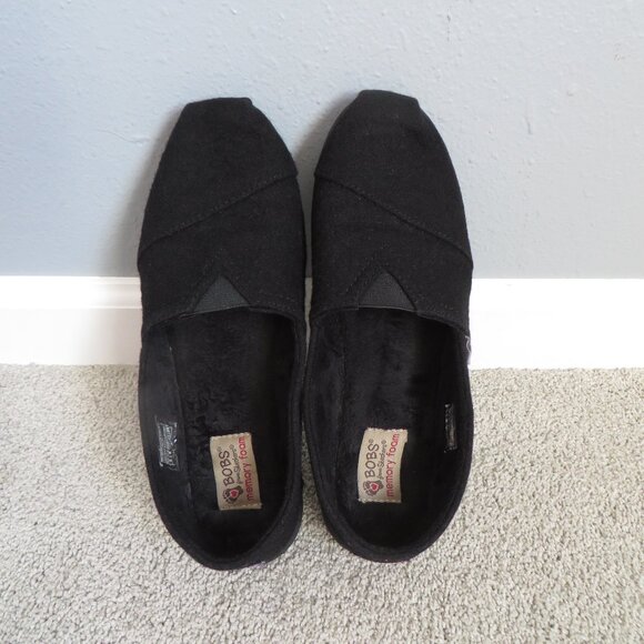 Bobs From Skechers Womens Flat Shoes Size 9 Memory Foam Wool Slip-On Black 34145 - Picture 5 of 10